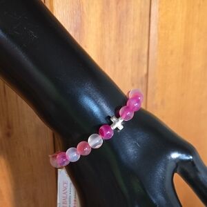CHARGED SEDONA COLLECTIVE PINK AGATE STRETCH BRACELET